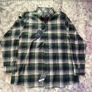 Hart Schaffner Marx Green Plaid Flannel Button Up Shirt XL NWT